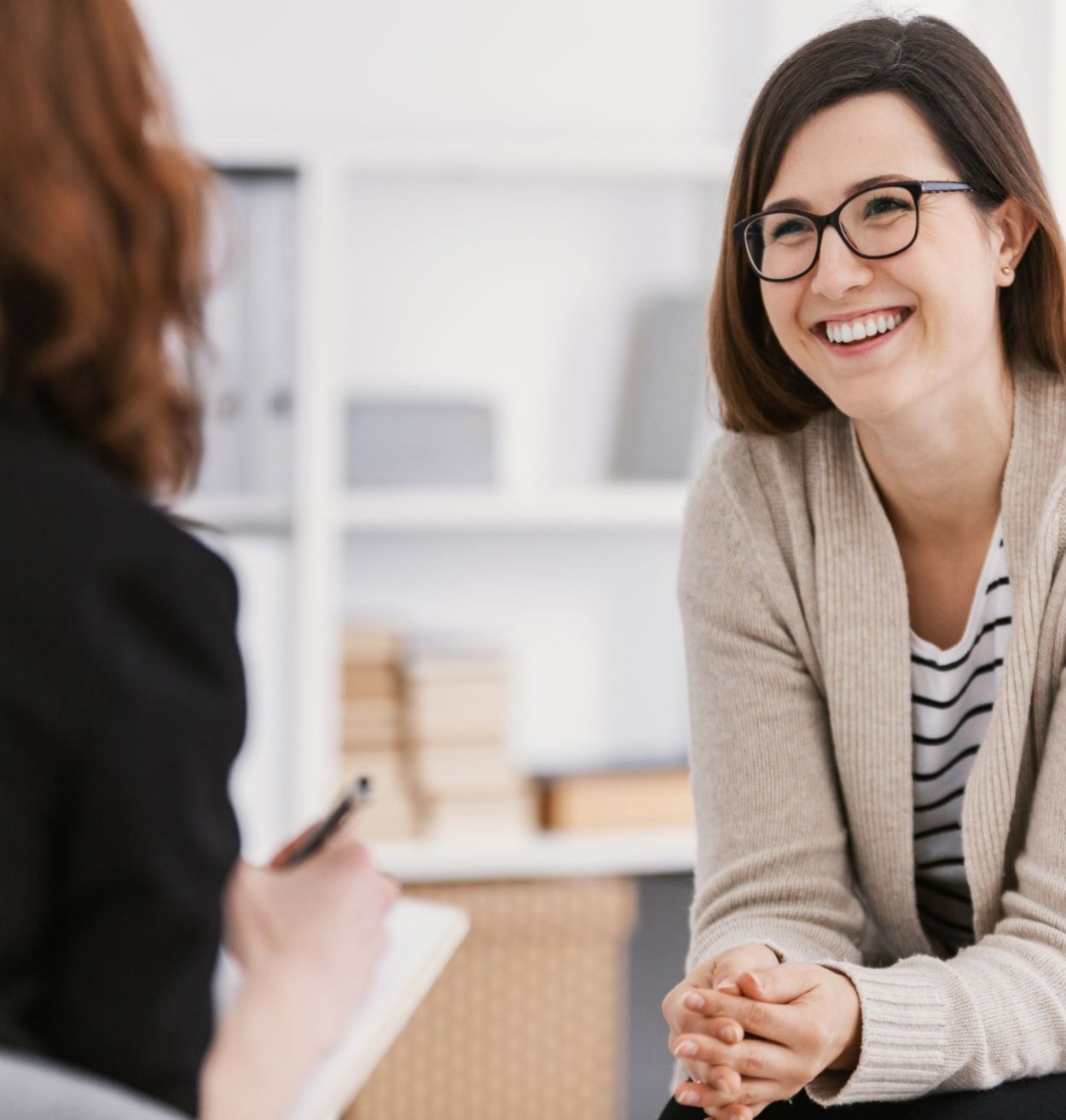 Woman smiling with joy