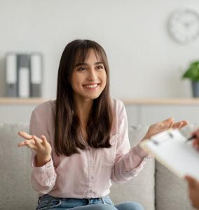 Women expressing contentment with adult adhd therapy session